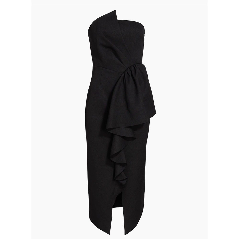 Elliatt Reception Ruffled Cocktail Dress in Black Size Large